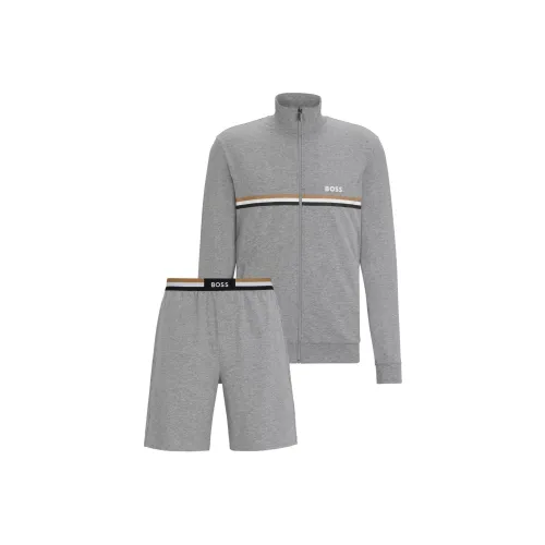 Hugo Boss Короткий Tracksuit из Эластичного Хлопка с Подписью Details Повседневная Спортивная Одежда Мужская Серый