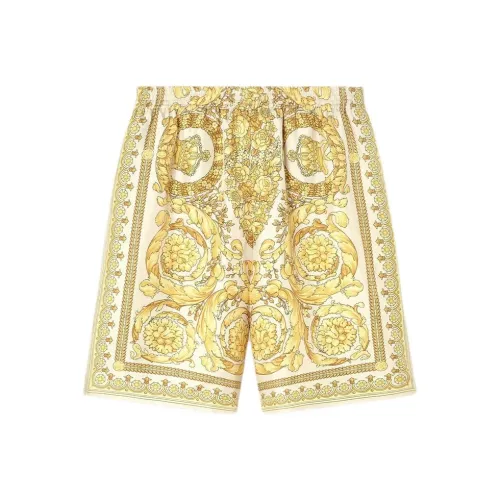 VERSACE Barocco Шелковые шорты Повседневные шорты Мужские Желтые
