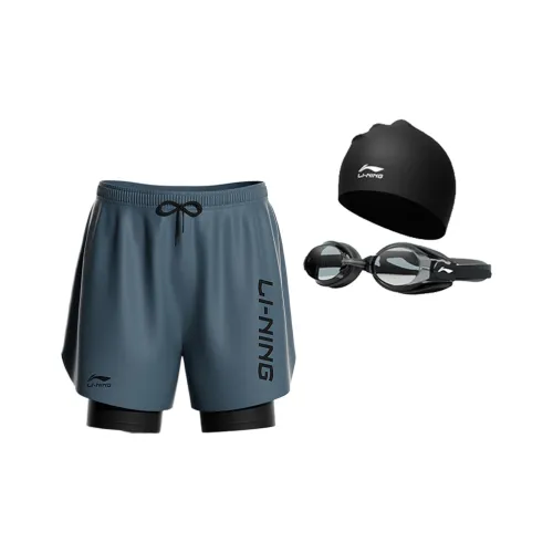 Подкладка Пляжные шорты Мужские 814 Серый Плавательные шорты+808 Шапочка для плавания+508 Очки для плавания
