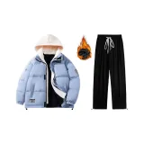 Комплект (Haze Синий пуховик + Черные повседневные штаны)