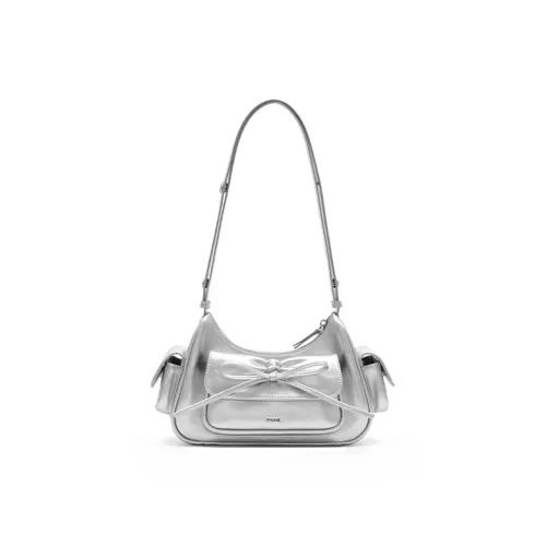 MUVA Воловья кожа Разделенная кожа Сумка через плечо Средняя Женская Лунный камень Серебряный Праздничный Красный