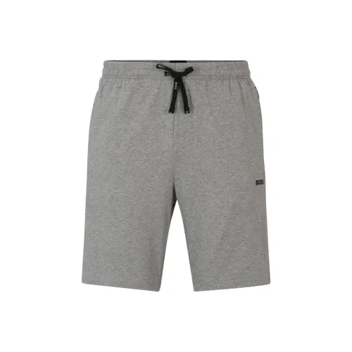 Hugo Boss Эластичный хлопок стандартный крой шорты с логотипом детали повседневные шорты мужской серый