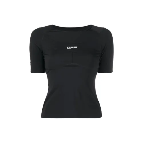 Off Белый SS21 Черный Женские Короткие Топы