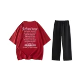 Комплект одежды (Бордовая рубашка с коротким рукавом + черные штаны)