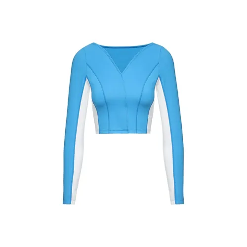 Sumday Athletics Длинный рукав T-рубашка Женская Небесно-голубая