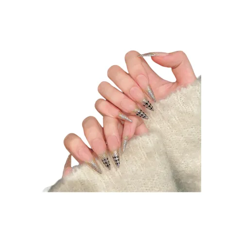 Yun Yue Joe Французский CHANEL Inspired Осветляющий Западный Горячая девушка Премиум False Nail Длинный Абрикос Градиентный Блестки