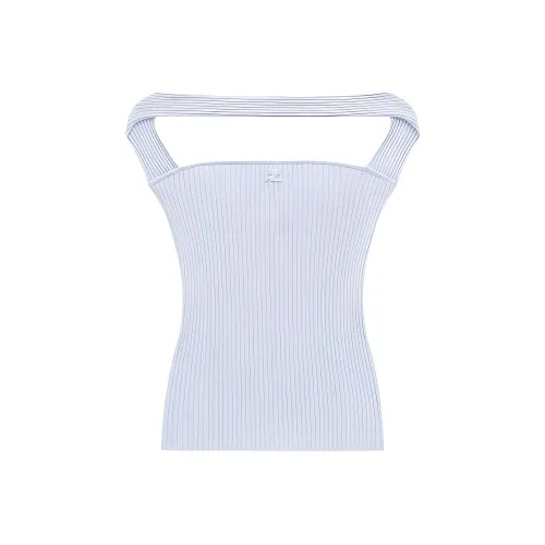 COURREGES SS24 HYPERBOLE Рيب KNIT Топ Майка Женские Этер Небесно-голубой
