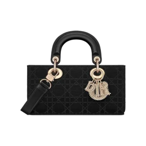 DIOR LADY D Joy Телячья кожа Сумка через плечо Сумка Маленькая Женская Черная