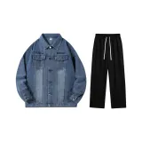 Set (Blue Top + Black Fleece-Lined Pants)  
Комплект (Синий топ + Черные штаны с флисовой подкладкой)