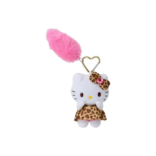 Sanrio Millennium Gal Коричневая кожа Леопардовый принт Hello Kitty Куклы Плюшевый Брелок 12 см Рекомендуемая высота