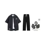 Комплект (Серый топ + Черные штаны) (Включает часы)