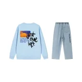 Комплект одежды (Светло-синий топ + Светло-синие штаны)