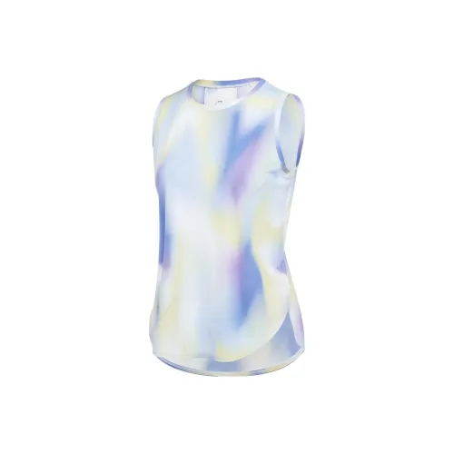 LINING Fitness series Синий, зеленый, фиолетовый Flowing Облако Полный принт Женские Майки