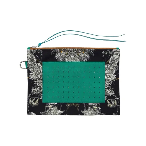 HERMES Navette Козья кожа Путешествие Мешок для хранения Унисекс Зеленый Черный