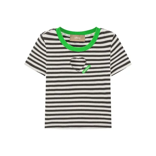 CHUU Лягушка Series CROP TOP Женские Черно-белые полосы