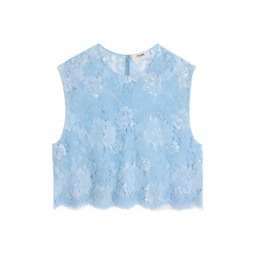 CELINE SS24 Майка Женская Светло-Синяя