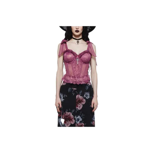 Dolls Kill Widow Dance с Death CORSET Топ Майка Женские Розово-фиолетовый Фуксия
