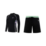 Set (Черный узор, Красный панельный топ + Серый низ)