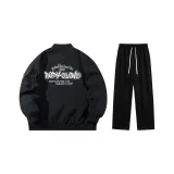 Повседневный комплект (Черный топ + Черные повседневные штаны)