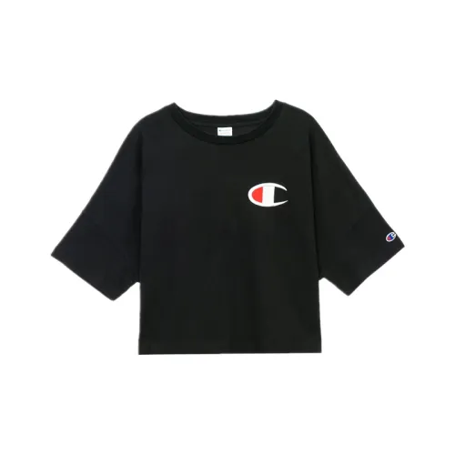Champion Straight Fit T-Shirt Японская версия Женская Черная