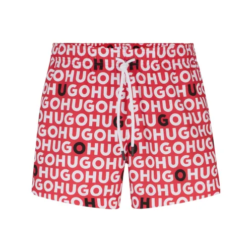 Hugo Boss FW23 Переработанный материал Плавание Шорты с логотипом Принт Пляжные шорты Мужской Красный