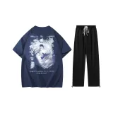 Комплект одежды (Темно-синий топ + Черные штаны)