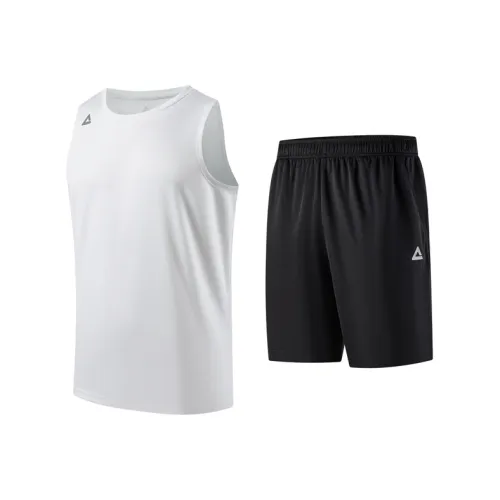 PEAK Бег Одежда Наборы Мужской Чистый Белый Черный