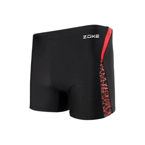 ZOKE Плавательные шорты Мужские Черные Ярко-красные