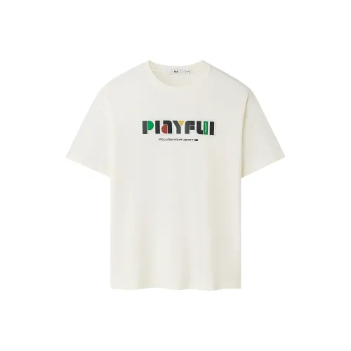 HLA T Рубашка Мужская Натуральный Белый Цветочный V2