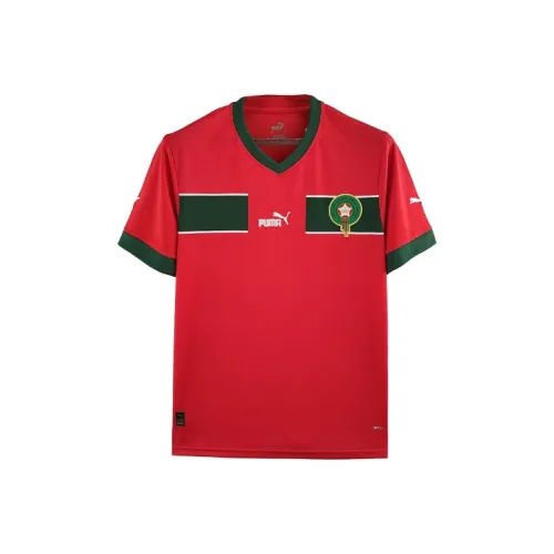 PUMA Morocco Home QATAR 2022 WORLD CUP Футбол Джерси Фанатская версия Команда Morocco Дом Мужской Красный