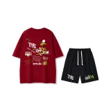 2 пачки [Gucci красная короткая рукавная рубашка + черные шорты]
