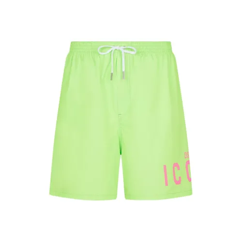 DSQUARED 2 Be Icon Boxer Midi Пляжные шорты Мужской Неоново-зеленый