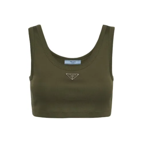 PRADA SS24 Майка Женская Камуфляж Зеленый