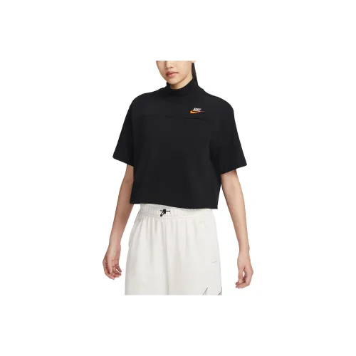 Nike Рукав с оборванным плечом T-рубашка Женская Черная