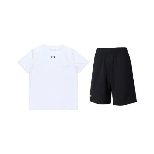 Under Armour Комплект Белая Футболка + Черные Шорты Мужская Повседневная Спортивная Одежда