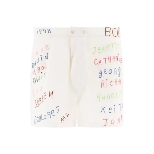 Bode White Men's Casual Shorts Bode Белые Мужские Повседневные Шорты