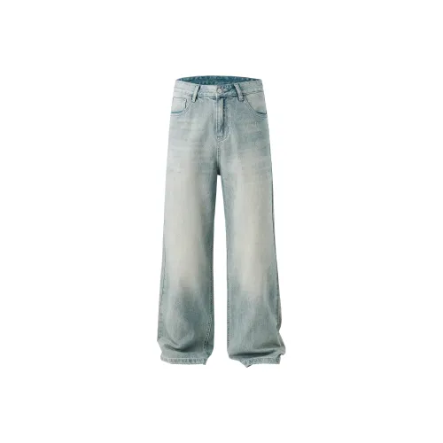 HOME PANDA Джинсы Унисекс Винтажный Светло-Синий