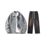 Set (Vintage Blue Jacket + Black Jeans)  
Комплект (Винтажная синяя куртка + черные джинсы)