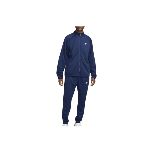 nike POLY KNIT Tracksuit Повседневная спортивная одежда Мужской Морской синий