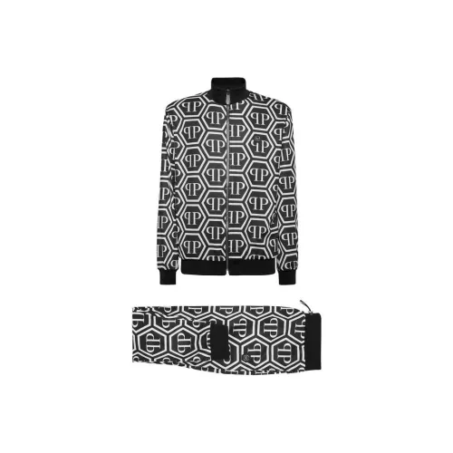 PHILIPP PLEIN Беговая куртка Jogging Monogram Повседневная спортивная одежда Мужская Черная
