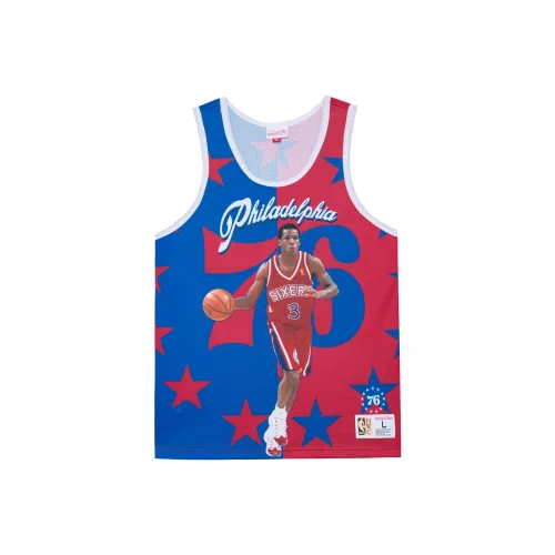 MITCHELL NESS Баскетбольная Джерси Унисекс Синий Красный