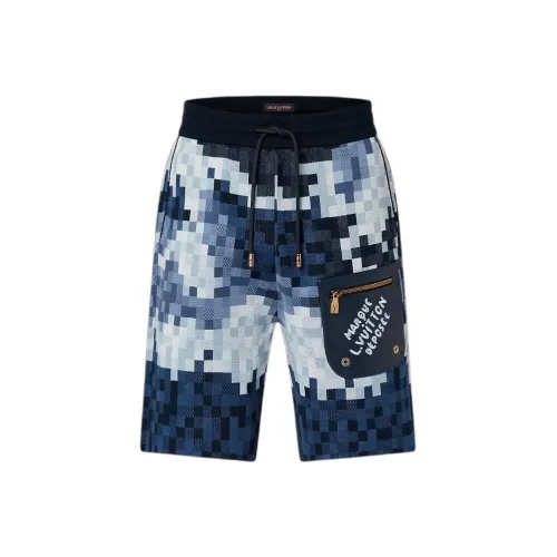 LOUIS VUITTON Hybrid Кожа и Хлопок Damier Шорты Повседневные шорты Мужские Морской синий