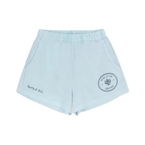 SPORTY & RICH Hotel DU Cap Эдем ROC SS23 Co Branded SERIES Светло-синий Унисекс Повседневные шорты