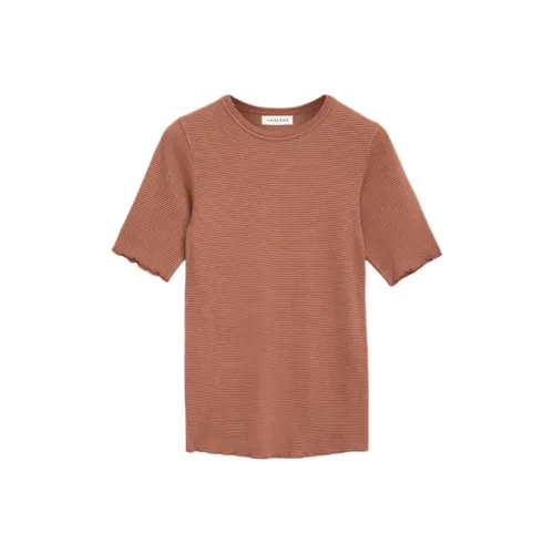 Anine Bing T-рубашка женская цвет терракота вафельная вязка текстурированная