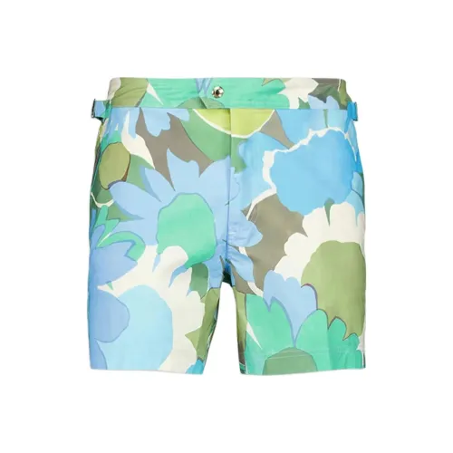 TOM FORD Blue Men's Beach Shorts TOM FORD Синие Мужские Пляжные Шорты