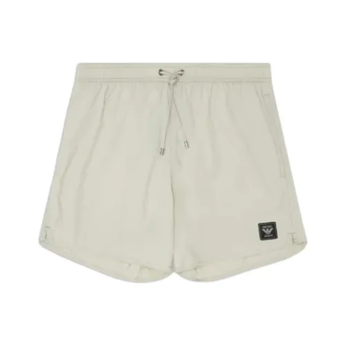 EMPORIO ARMANI ASV Черный Этикетка Серсакер Нейлон Плавание Шорты Пляжные шорты Мужской Серый