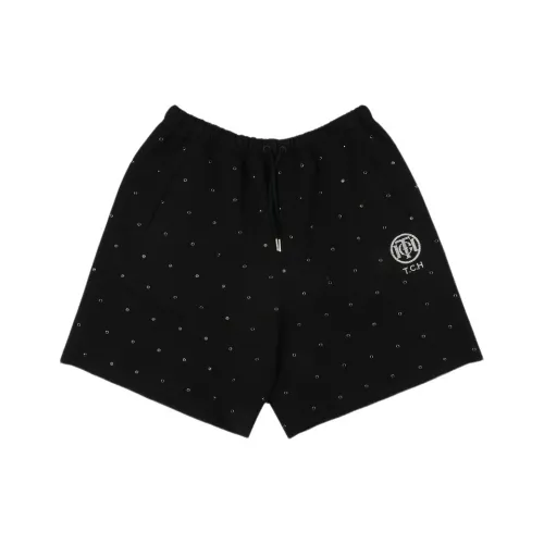 TCH Повседневные шорты унисекс черные с серебряным логотипом