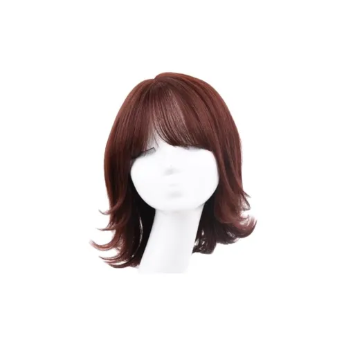 Rebecca Youth Воздух Bangs Clavicle Волосы Tails Valgus Средний Wa Straight Парики #Jujube Деревянный Коричневый