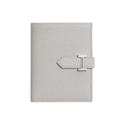 HERMES Bearn Chevre Mysore Шевро Кошелек Женские 80 Gris Perle Жемчужно-серый