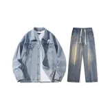 Set (Denim Jacket Blue + Nostalgic Blue Jeans)  
Комплект (Куртка из денима синего цвета + Джинсы ностальгического синего цвета)